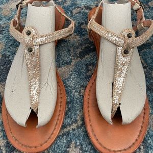 Frye Gold Sandals size 10
